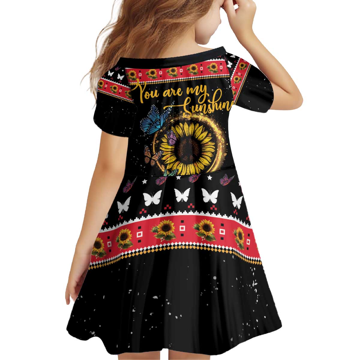 Butterfly Christmas Yall Kid Short Sleeve Dress You Are My Sunshine - Wonder Print Shop