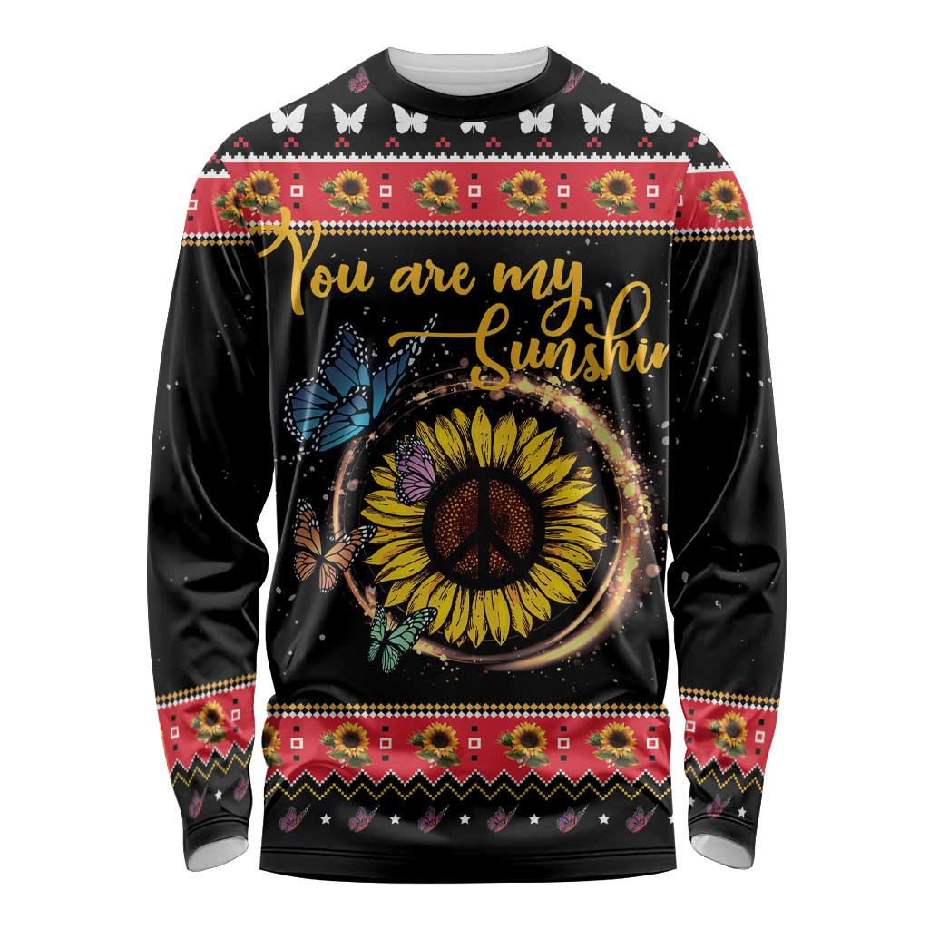Butterfly Christmas Yall Long Sleeve Shirt You Are My Sunshine - Wonder Print Shop