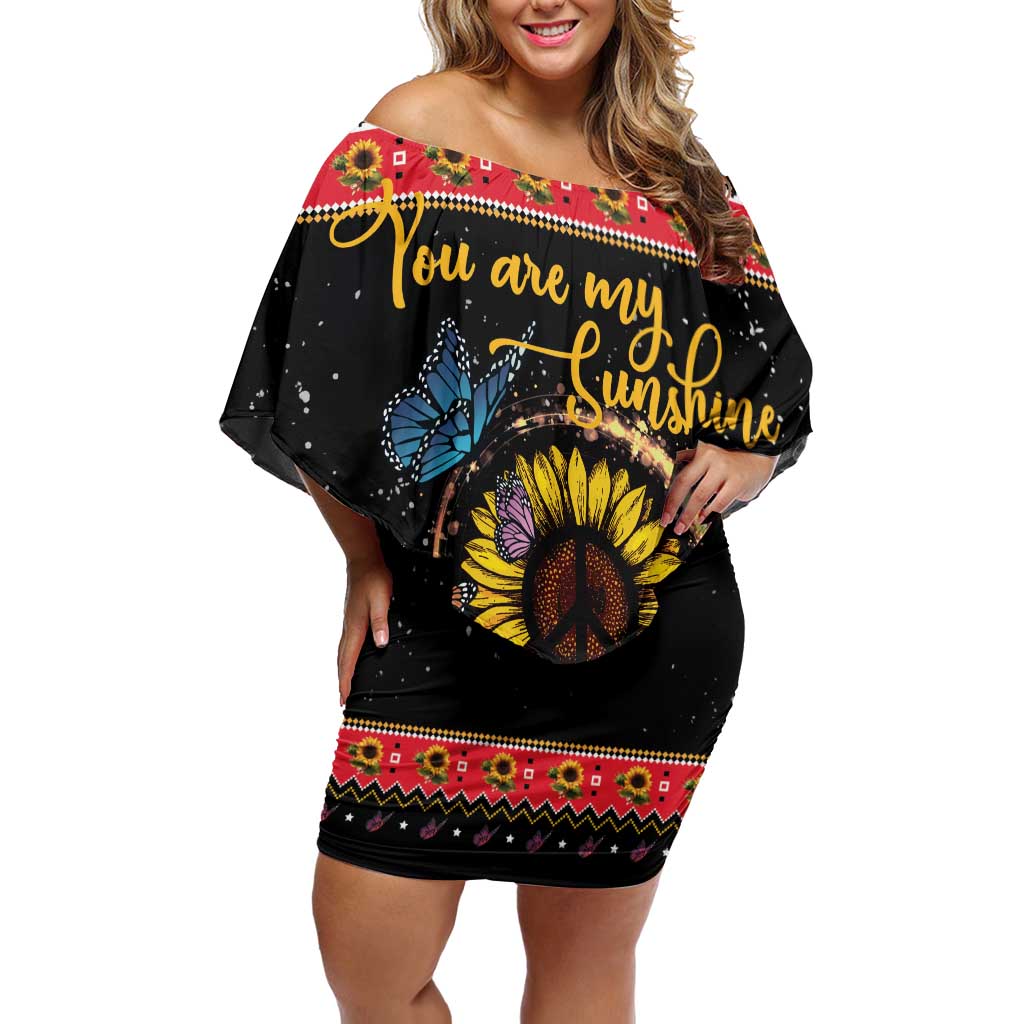 Butterfly Christmas Yall Off Shoulder Short Dress You Are My Sunshine - Wonder Print Shop