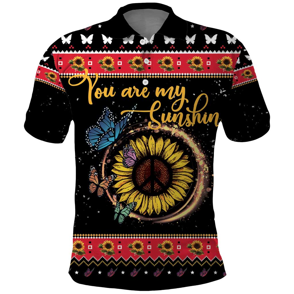 Butterfly Christmas Yall Polo Shirt You Are My Sunshine - Wonder Print Shop