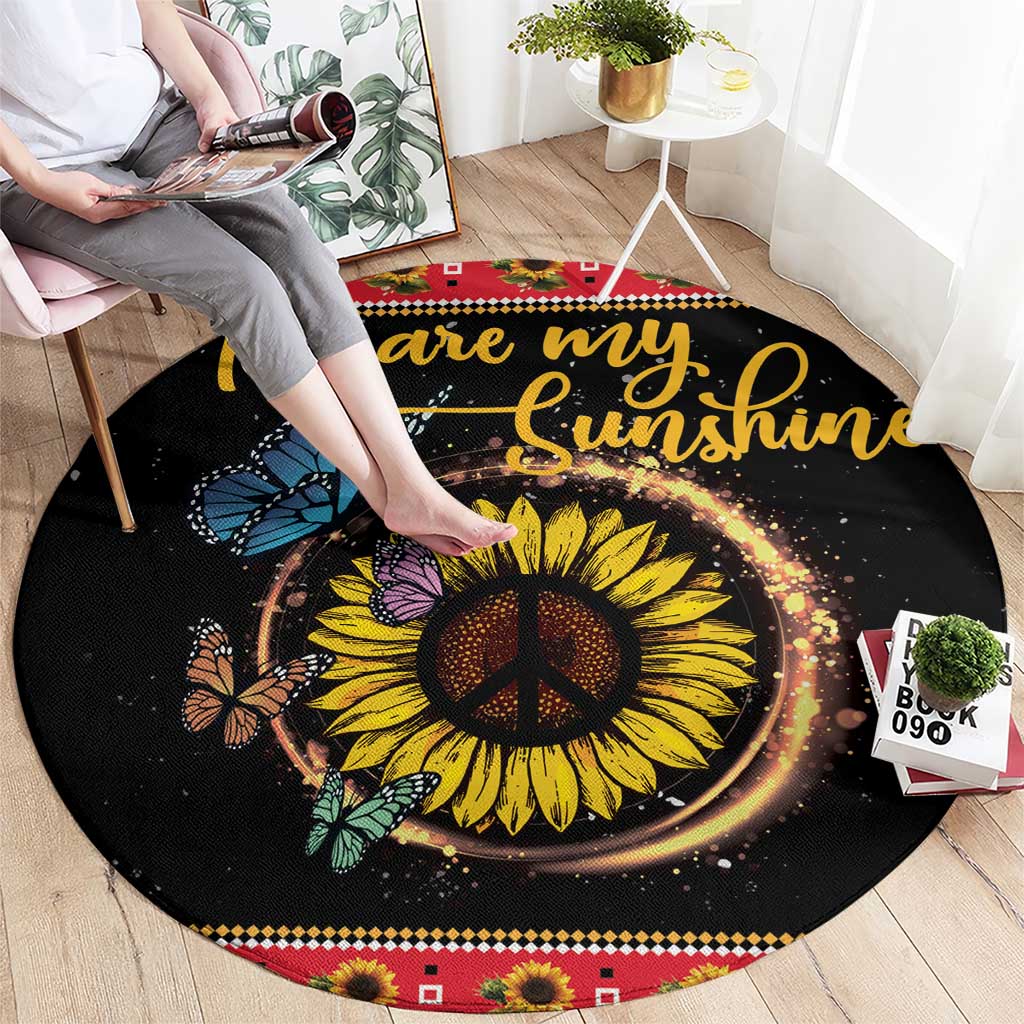 Butterfly Christmas Yall Round Carpet You Are My Sunshine