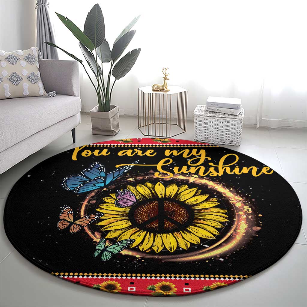 Butterfly Christmas Yall Round Carpet You Are My Sunshine