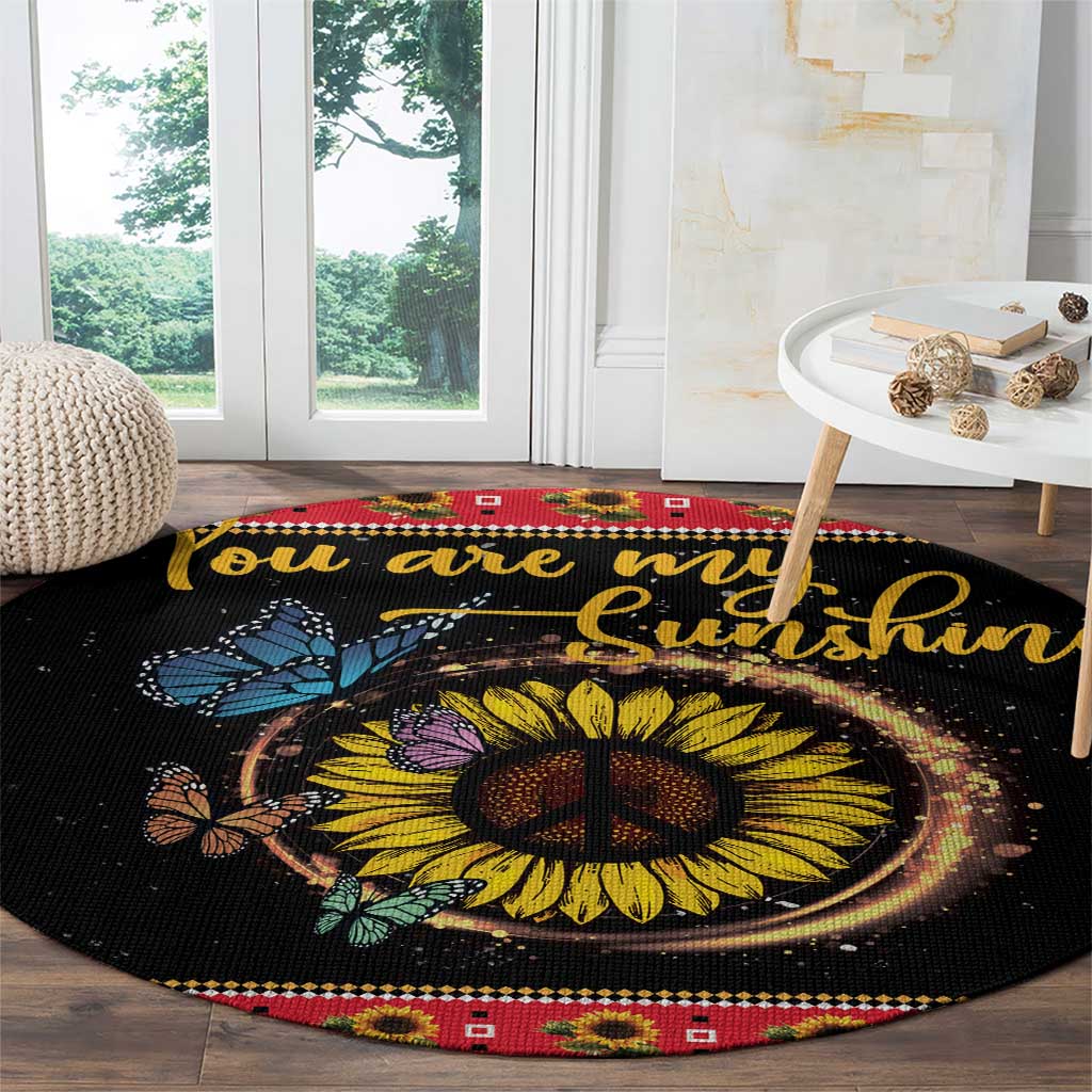 Butterfly Christmas Yall Round Carpet You Are My Sunshine