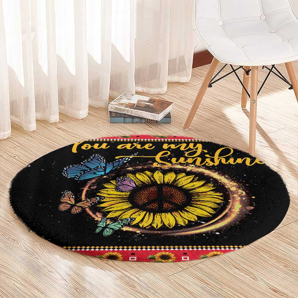 Butterfly Christmas Yall Round Carpet You Are My Sunshine