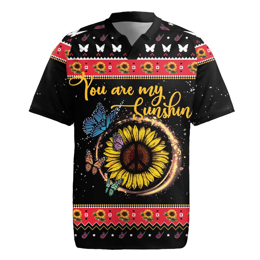 Butterfly Christmas Yall Rugby Jersey You Are My Sunshine - Wonder Print Shop