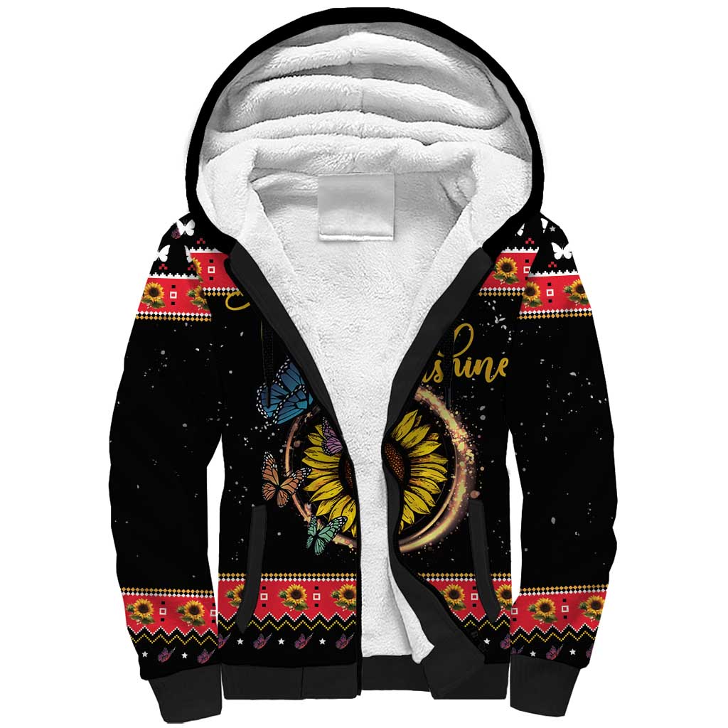 Butterfly Christmas Yall Sherpa Hoodie You Are My Sunshine - Wonder Print Shop