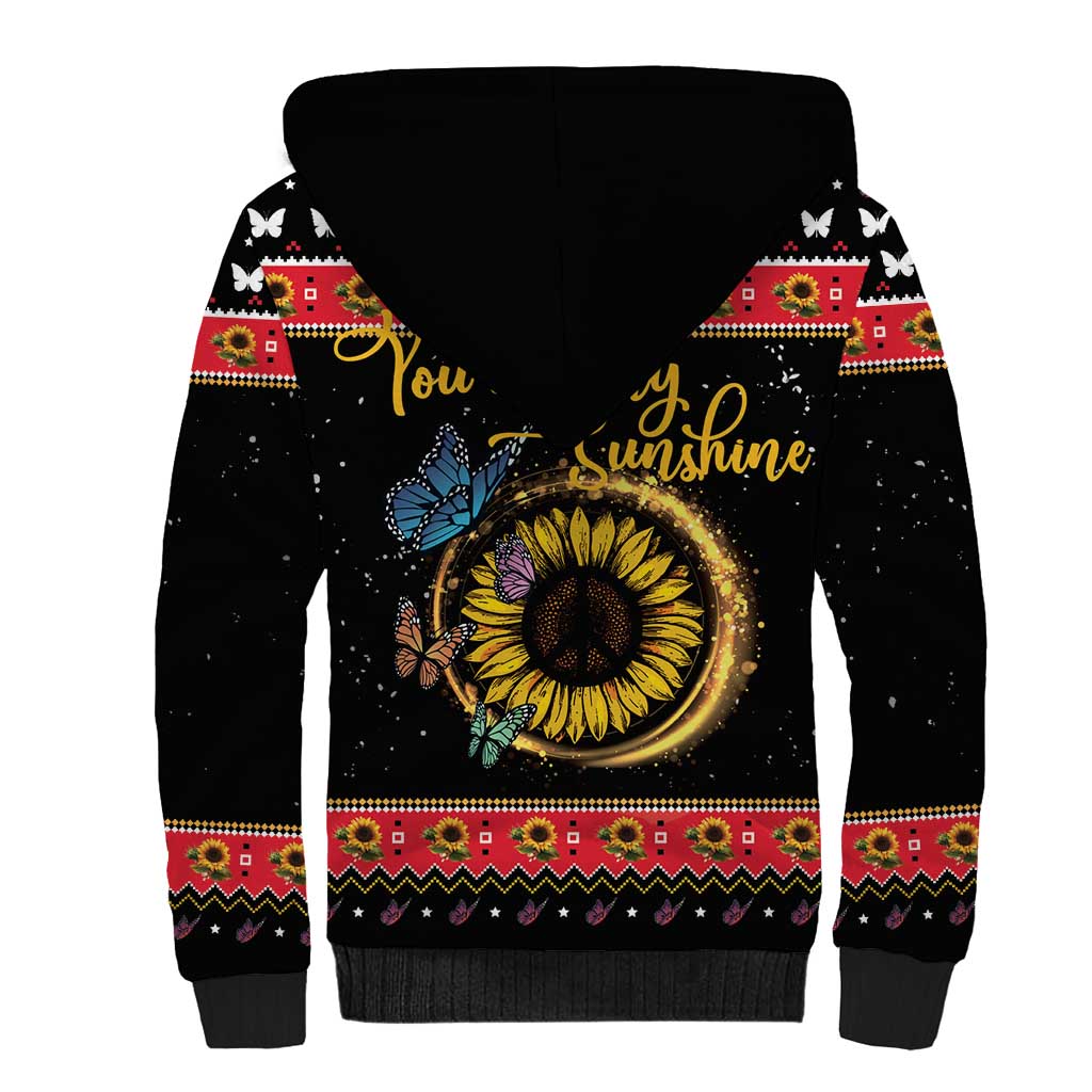 Butterfly Christmas Yall Sherpa Hoodie You Are My Sunshine - Wonder Print Shop