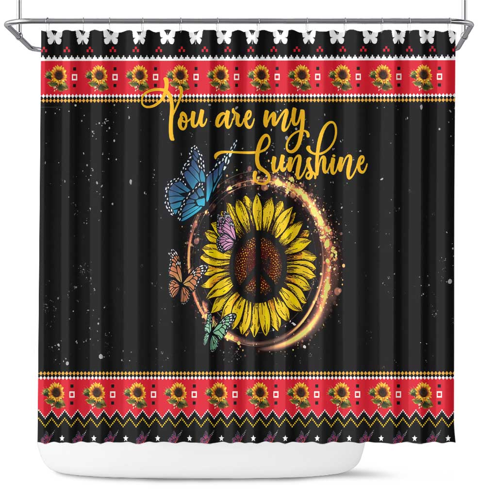 Butterfly Christmas Yall Shower Curtain You Are My Sunshine
