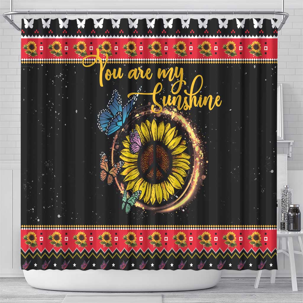 Butterfly Christmas Yall Shower Curtain You Are My Sunshine