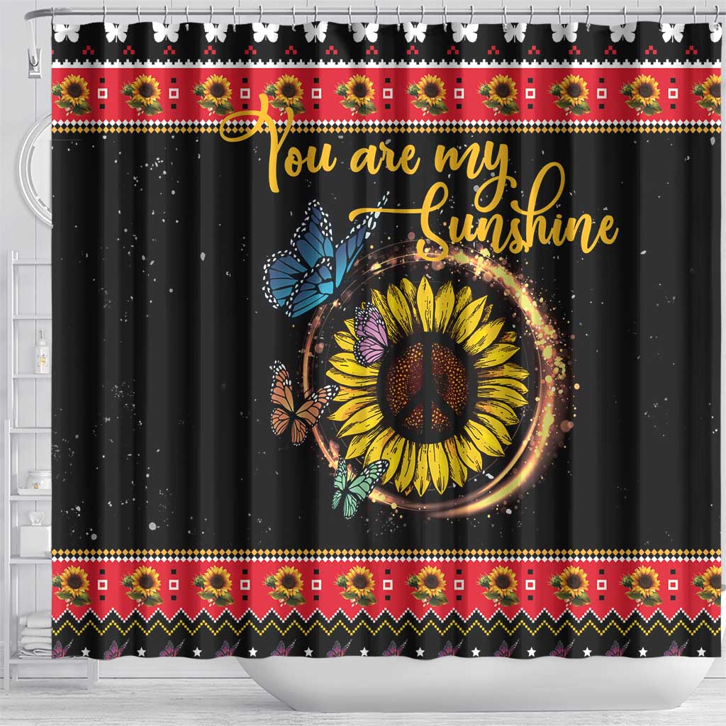Butterfly Christmas Yall Shower Curtain You Are My Sunshine