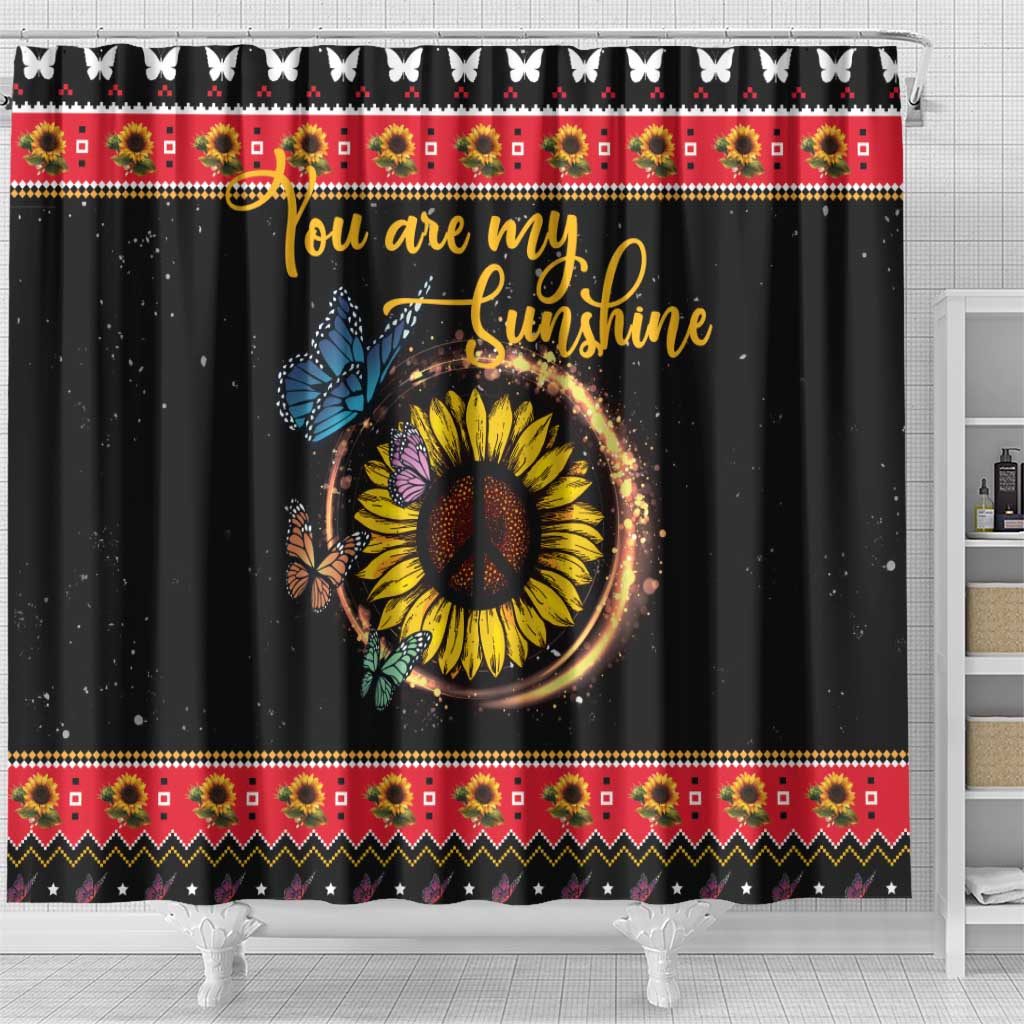 Butterfly Christmas Yall Shower Curtain You Are My Sunshine