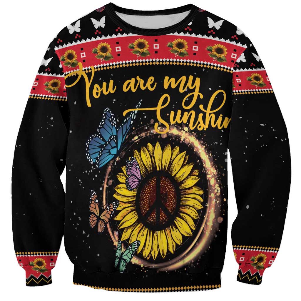 Butterfly Christmas Yall Sweatshirt You Are My Sunshine - Wonder Print Shop