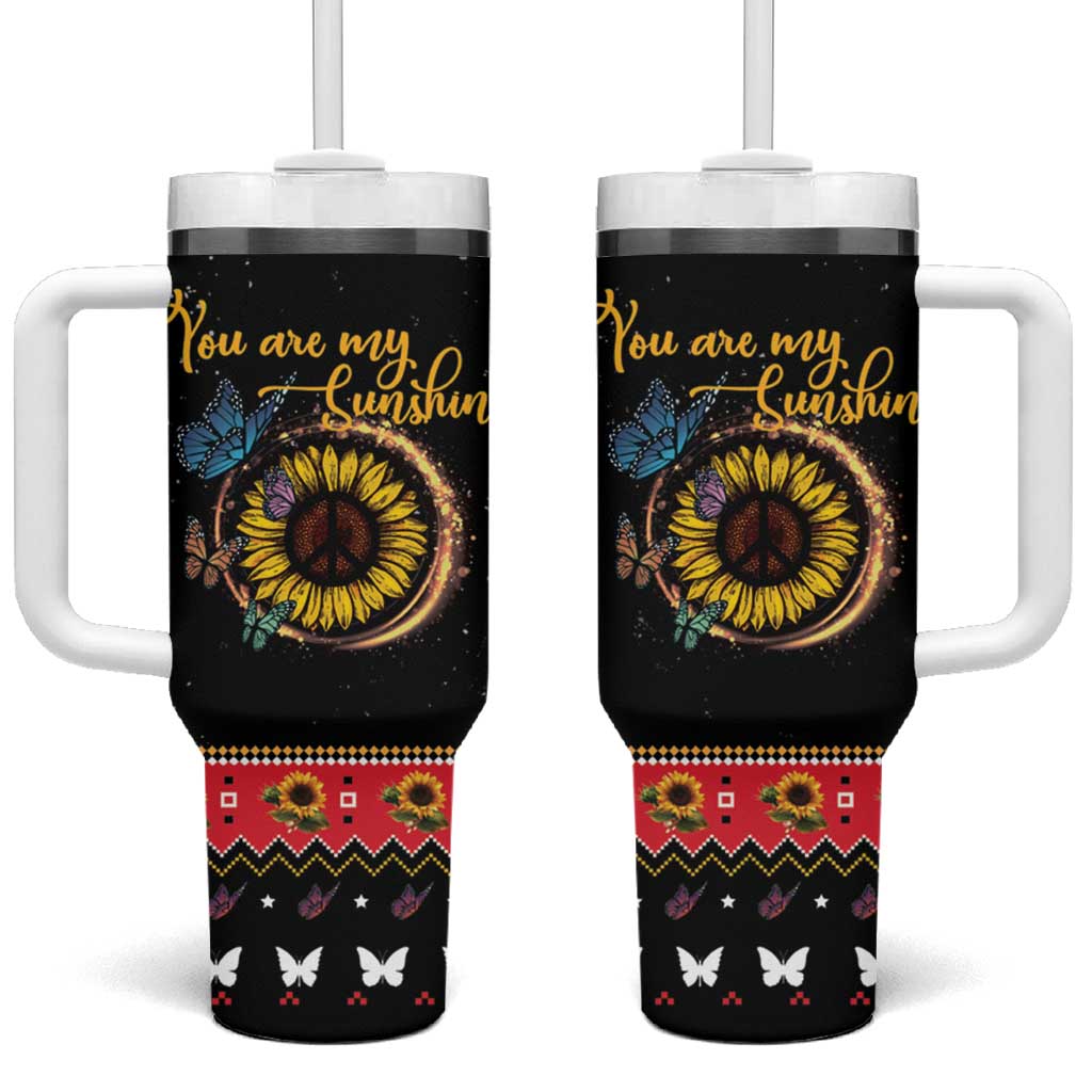 Butterfly Christmas Yall Tumbler With Handle You Are My Sunshine - Wonder Print Shop