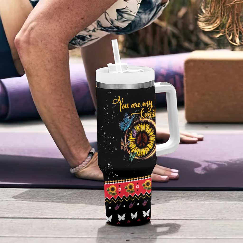 Butterfly Christmas Yall Tumbler With Handle You Are My Sunshine - Wonder Print Shop