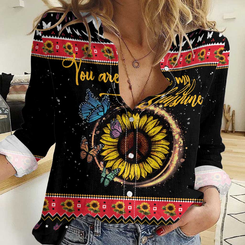 Butterfly Christmas Yall Women Casual Shirt You Are My Sunshine - Wonder Print Shop