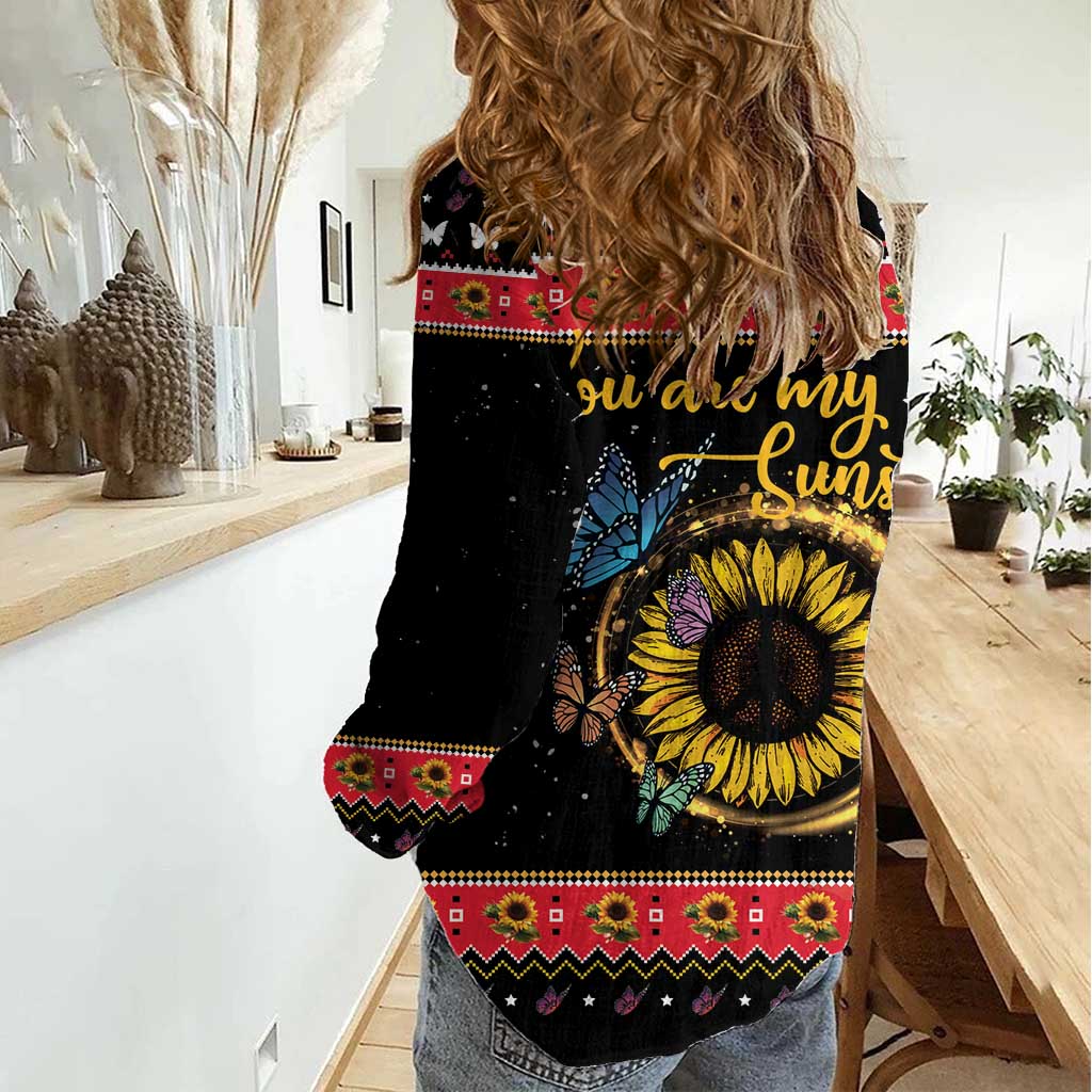Butterfly Christmas Yall Women Casual Shirt You Are My Sunshine - Wonder Print Shop
