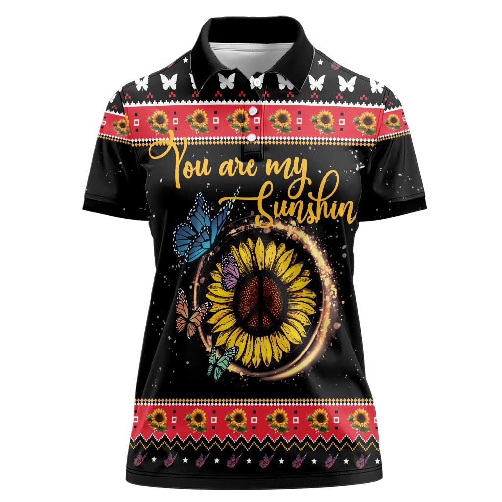 Butterfly Christmas Yall Women Polo Shirt You Are My Sunshine - Wonder Print Shop