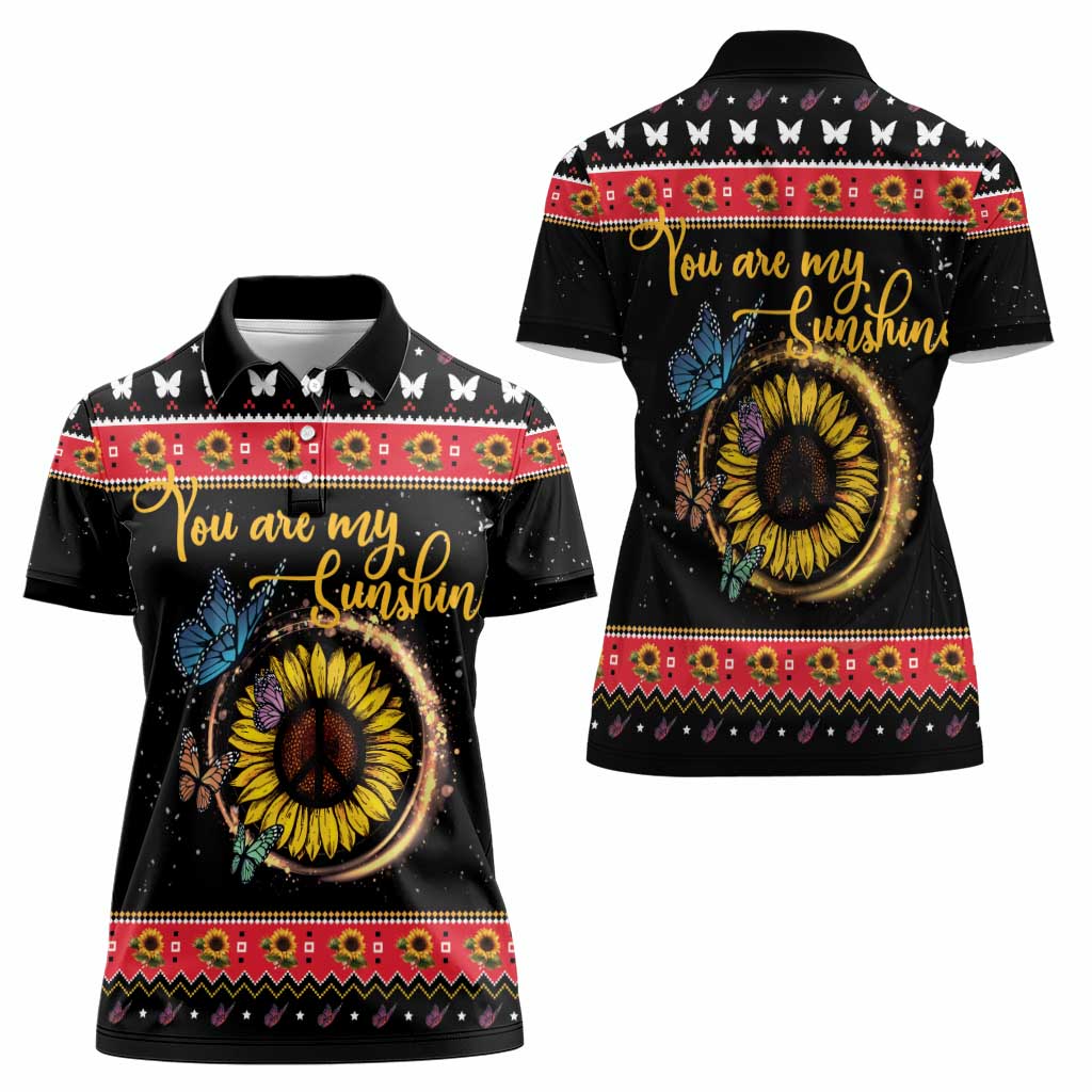 Butterfly Christmas Yall Women Polo Shirt You Are My Sunshine - Wonder Print Shop