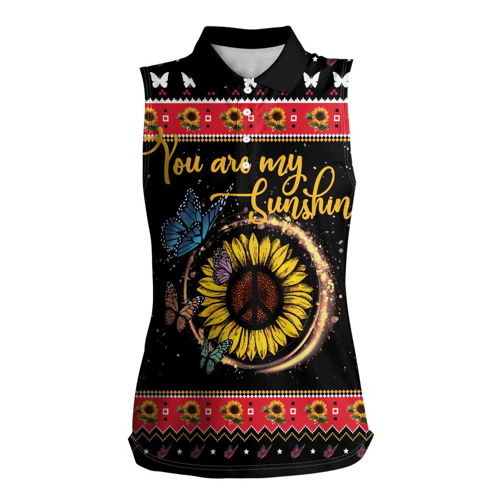 Butterfly Christmas Yall Women Sleeveless Polo Shirt You Are My Sunshine - Wonder Print Shop