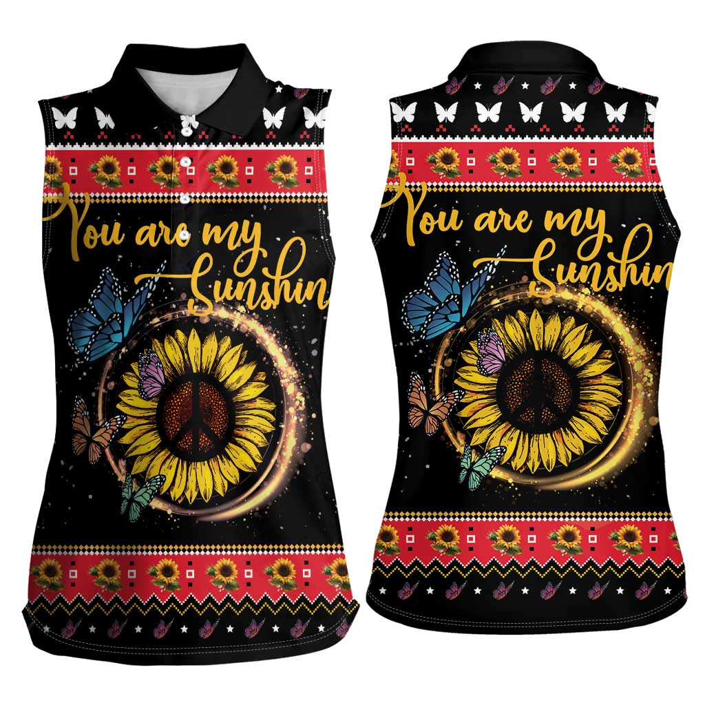 Butterfly Christmas Yall Women Sleeveless Polo Shirt You Are My Sunshine - Wonder Print Shop