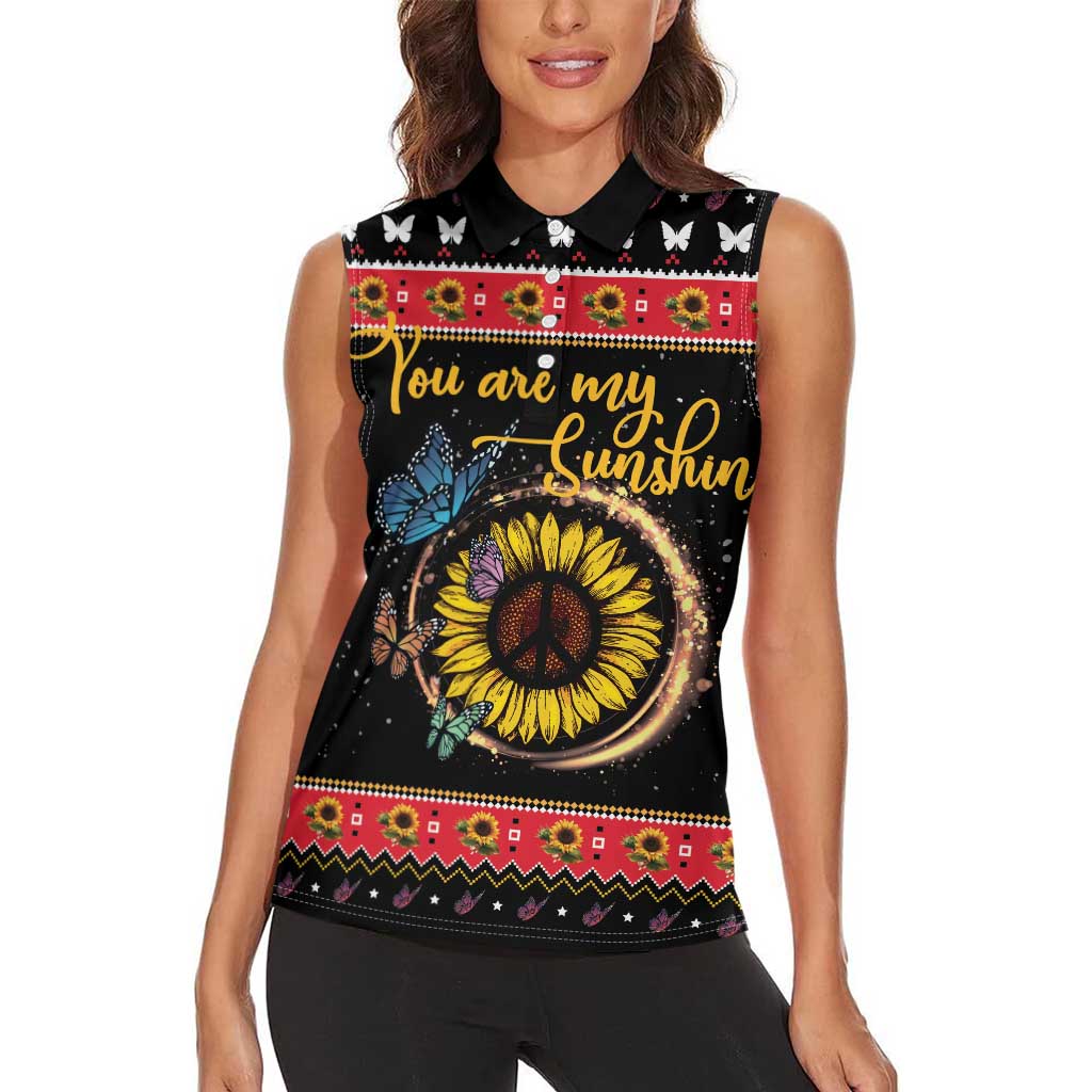 Butterfly Christmas Yall Women Sleeveless Polo Shirt You Are My Sunshine - Wonder Print Shop