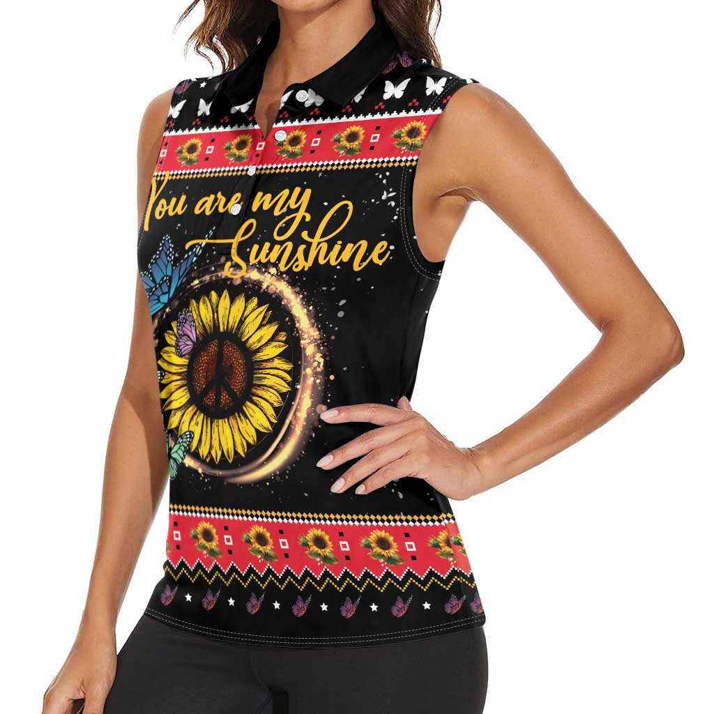 Butterfly Christmas Yall Women Sleeveless Polo Shirt You Are My Sunshine - Wonder Print Shop