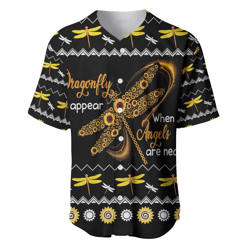 Dragonfly Sunflower Baseball Jersey Dragonfly Appear When Angels Are Near - Wonder Print Shop
