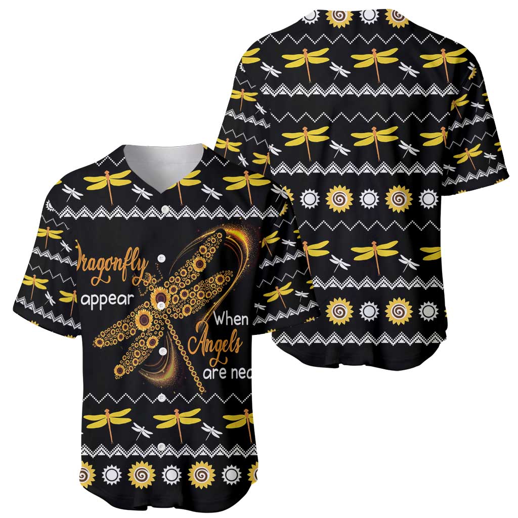 Dragonfly Sunflower Baseball Jersey Dragonfly Appear When Angels Are Near - Wonder Print Shop