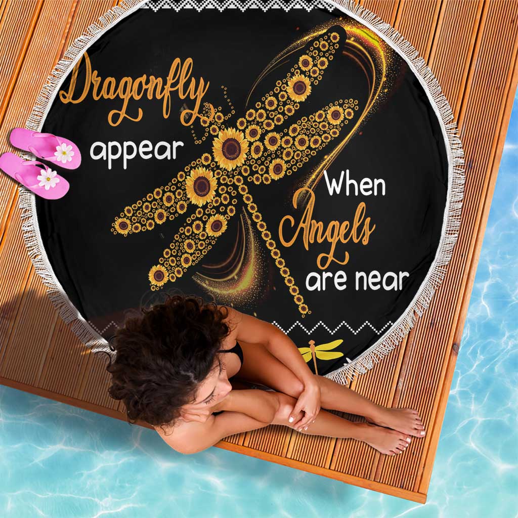 Dragonfly Sunflower Beach Blanket Dragonfly Appear When Angels Are Near - Wonder Print Shop