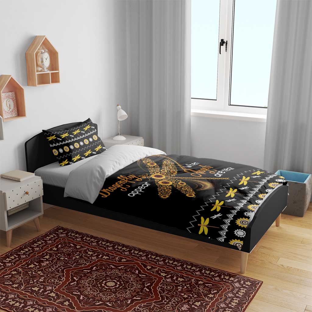 Dragonfly Sunflower Bedding Set Dragonfly Appear When Angels Are Near - Wonder Print Shop