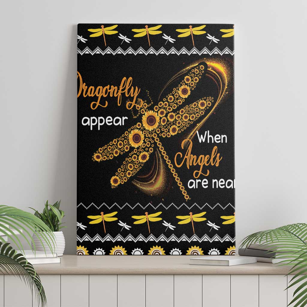 Dragonfly Sunflower Canvas Wall Art Dragonfly Appear When Angels Are Near - Wonder Print Shop