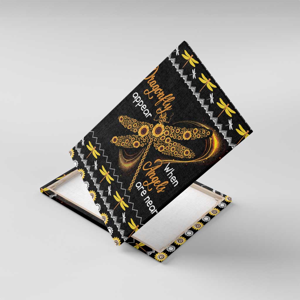 Dragonfly Sunflower Canvas Wall Art Dragonfly Appear When Angels Are Near - Wonder Print Shop