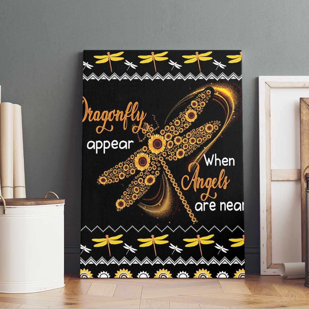 Dragonfly Sunflower Canvas Wall Art Dragonfly Appear When Angels Are Near - Wonder Print Shop