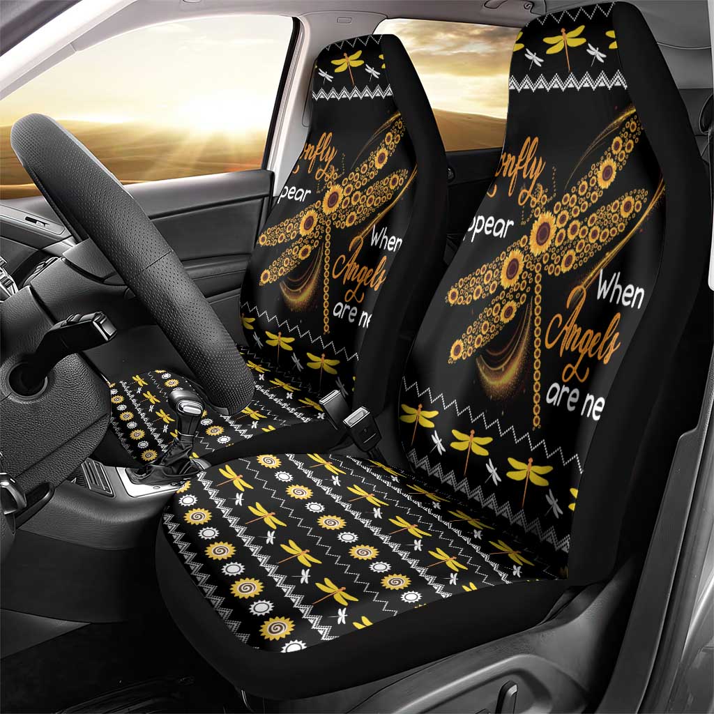 Dragonfly Sunflower Car Seat Cover Dragonfly Appear When Angels Are Near - Wonder Print Shop