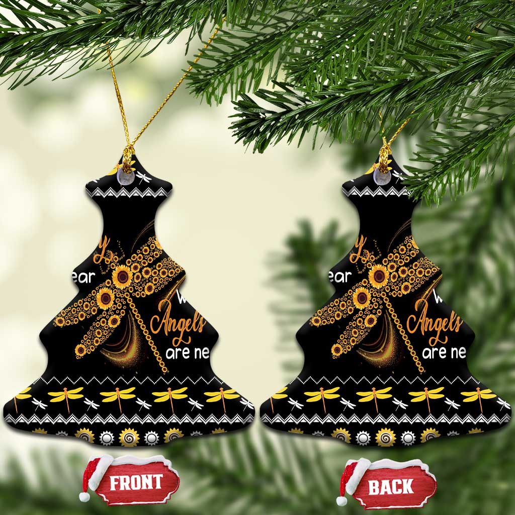 Dragonfly Sunflower Ceramic Ornament Dragonfly Appear When Angels Are Near - Wonder Print Shop