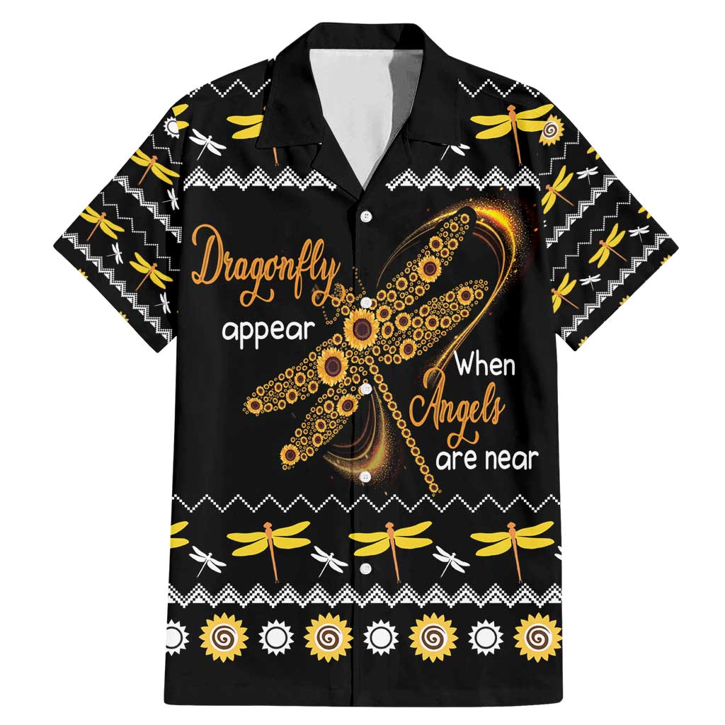 Dragonfly Sunflower Family Matching Mermaid Dress and Hawaiian Shirt Dragonfly Appear When Angels Are Near - Wonder Print Shop