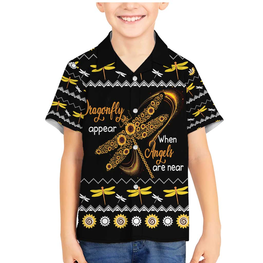 Dragonfly Sunflower Family Matching Mermaid Dress and Hawaiian Shirt Dragonfly Appear When Angels Are Near - Wonder Print Shop