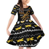 Dragonfly Sunflower Family Matching Off Shoulder Short Dress and Hawaiian Shirt Dragonfly Appear When Angels Are Near - Wonder Print Shop