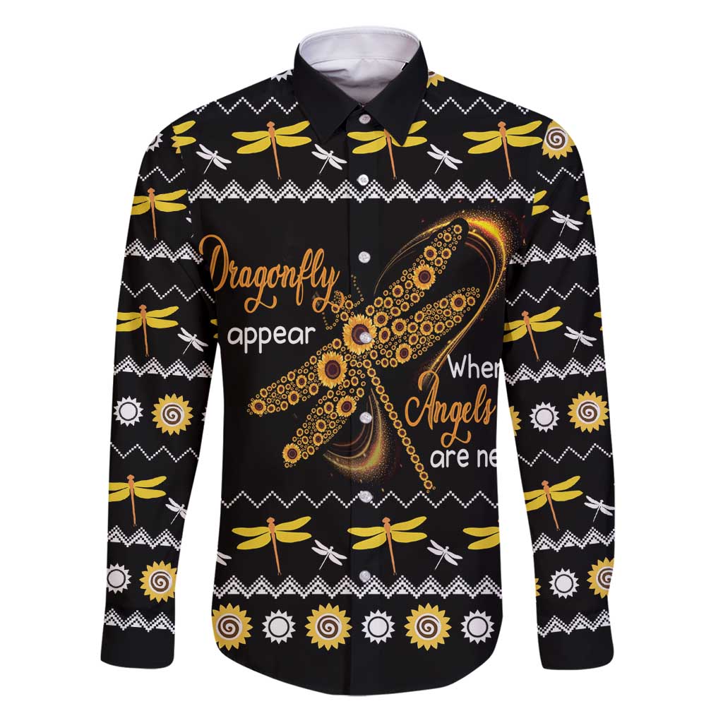 Dragonfly Sunflower Family Matching Puletasi and Hawaiian Shirt Dragonfly Appear When Angels Are Near - Wonder Print Shop