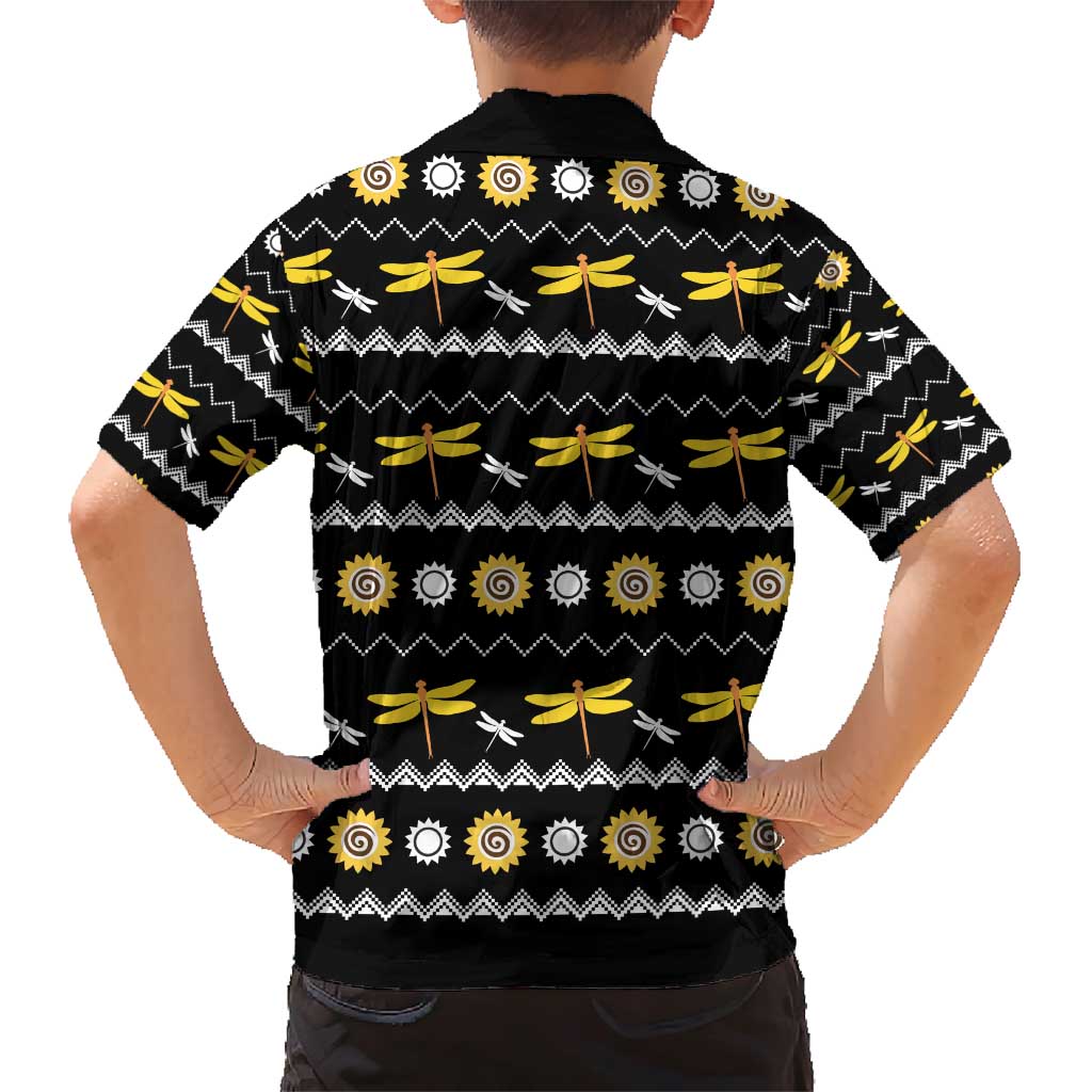 Dragonfly Sunflower Family Matching Short Sleeve Bodycon Dress and Hawaiian Shirt Dragonfly Appear When Angels Are Near - Wonder Print Shop