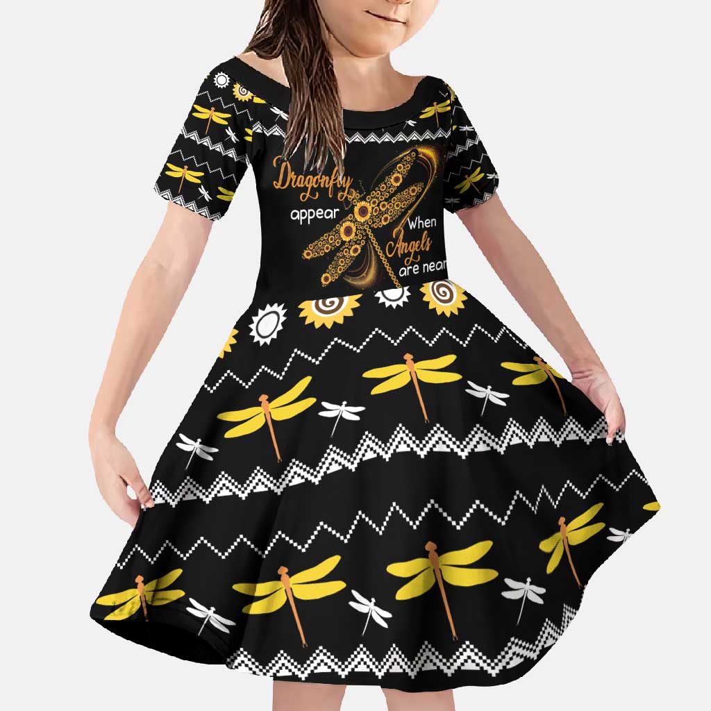 Dragonfly Sunflower Family Matching Short Sleeve Bodycon Dress and Hawaiian Shirt Dragonfly Appear When Angels Are Near - Wonder Print Shop
