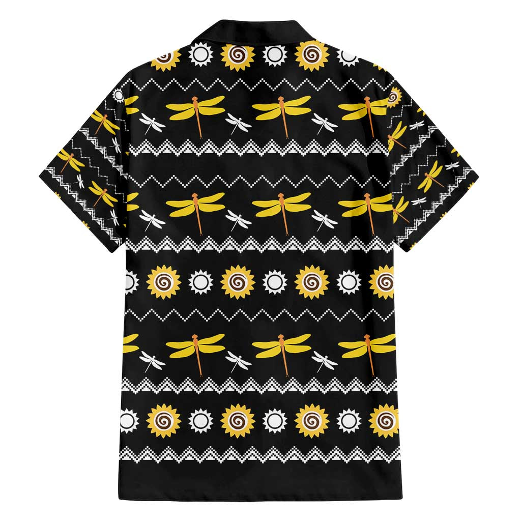Dragonfly Sunflower Family Matching Short Sleeve Bodycon Dress and Hawaiian Shirt Dragonfly Appear When Angels Are Near - Wonder Print Shop