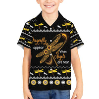 Dragonfly Sunflower Family Matching Short Sleeve Bodycon Dress and Hawaiian Shirt Dragonfly Appear When Angels Are Near - Wonder Print Shop
