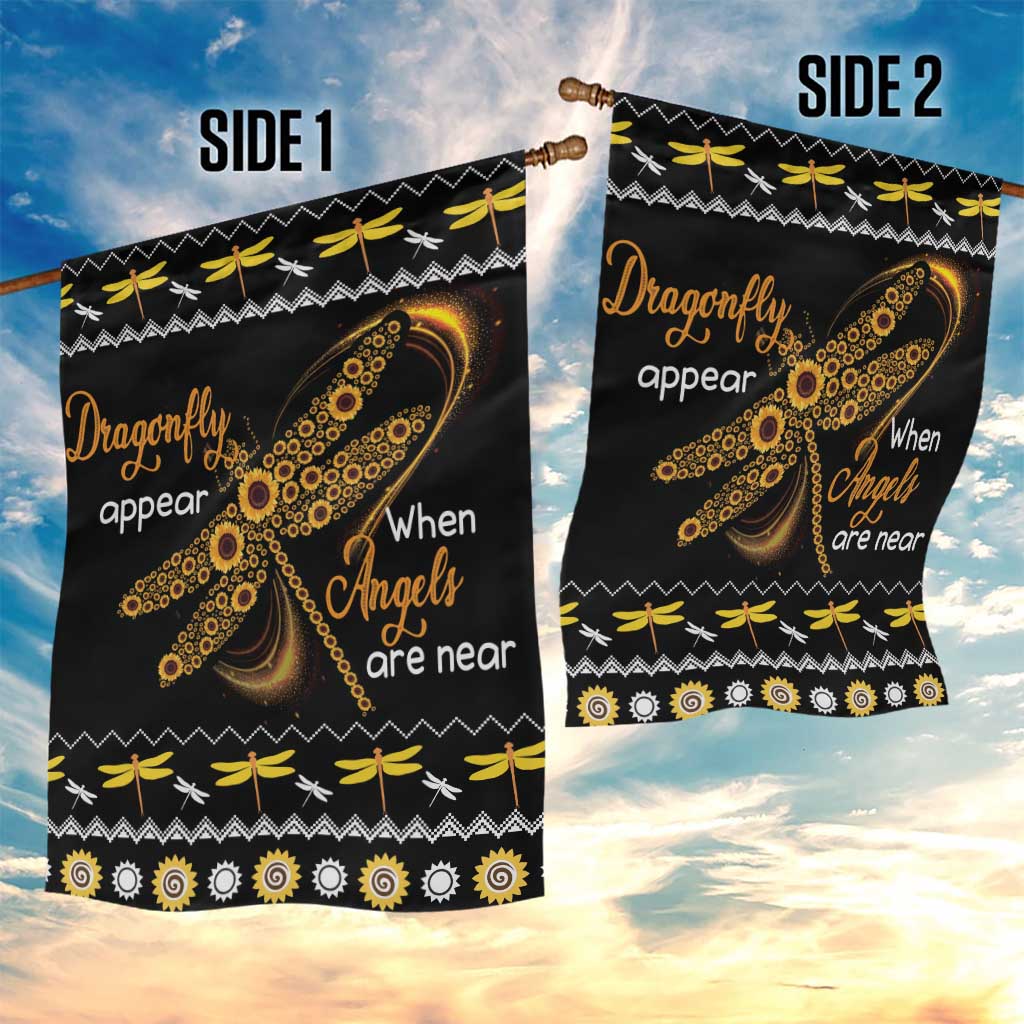 Dragonfly Sunflower Garden Flag Dragonfly Appear When Angels Are Near - Wonder Print Shop