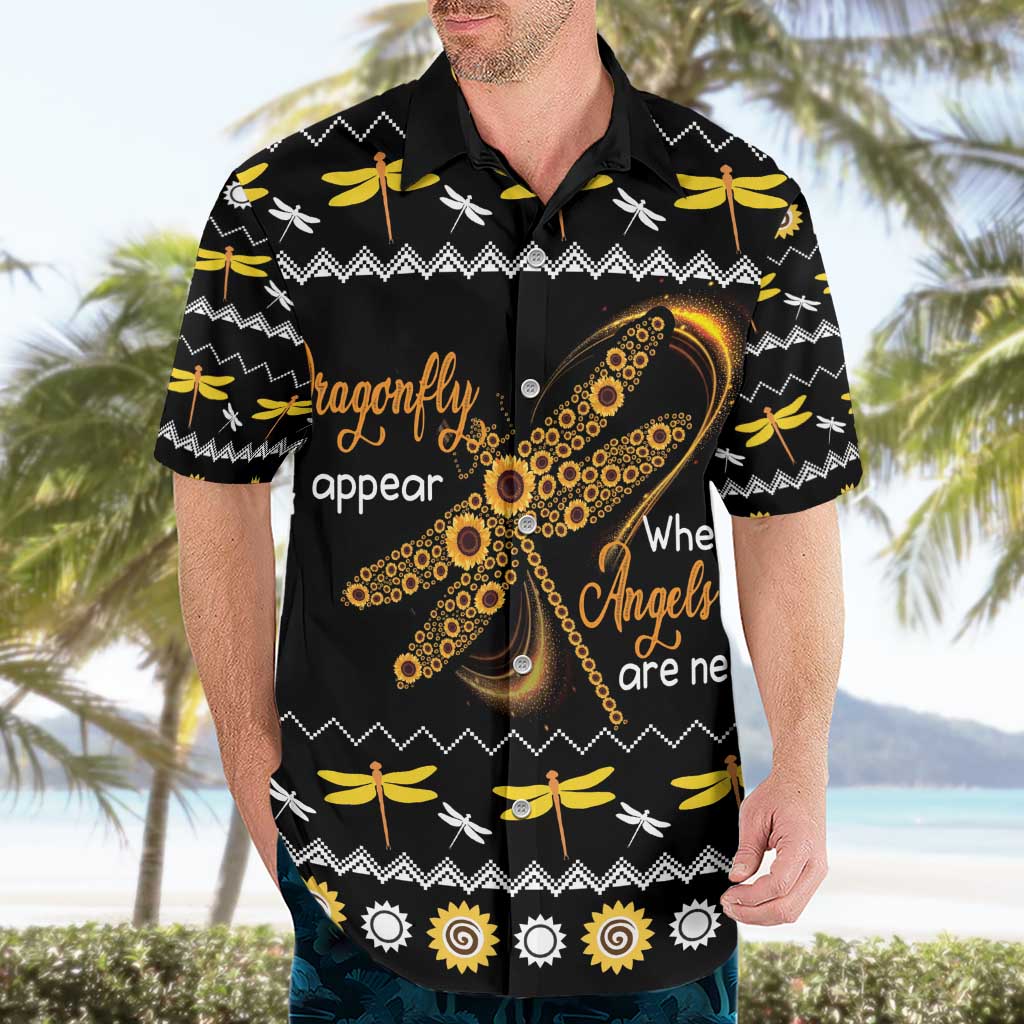 Dragonfly Sunflower Hawaiian Shirt Dragonfly Appear When Angels Are Near - Wonder Print Shop