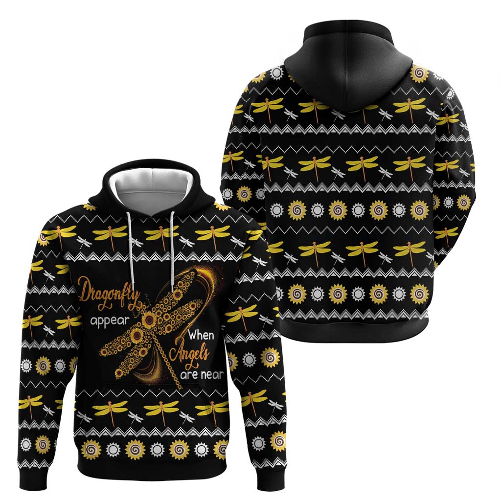 Dragonfly Sunflower Hoodie Dragonfly Appear When Angels Are Near - Wonder Print Shop