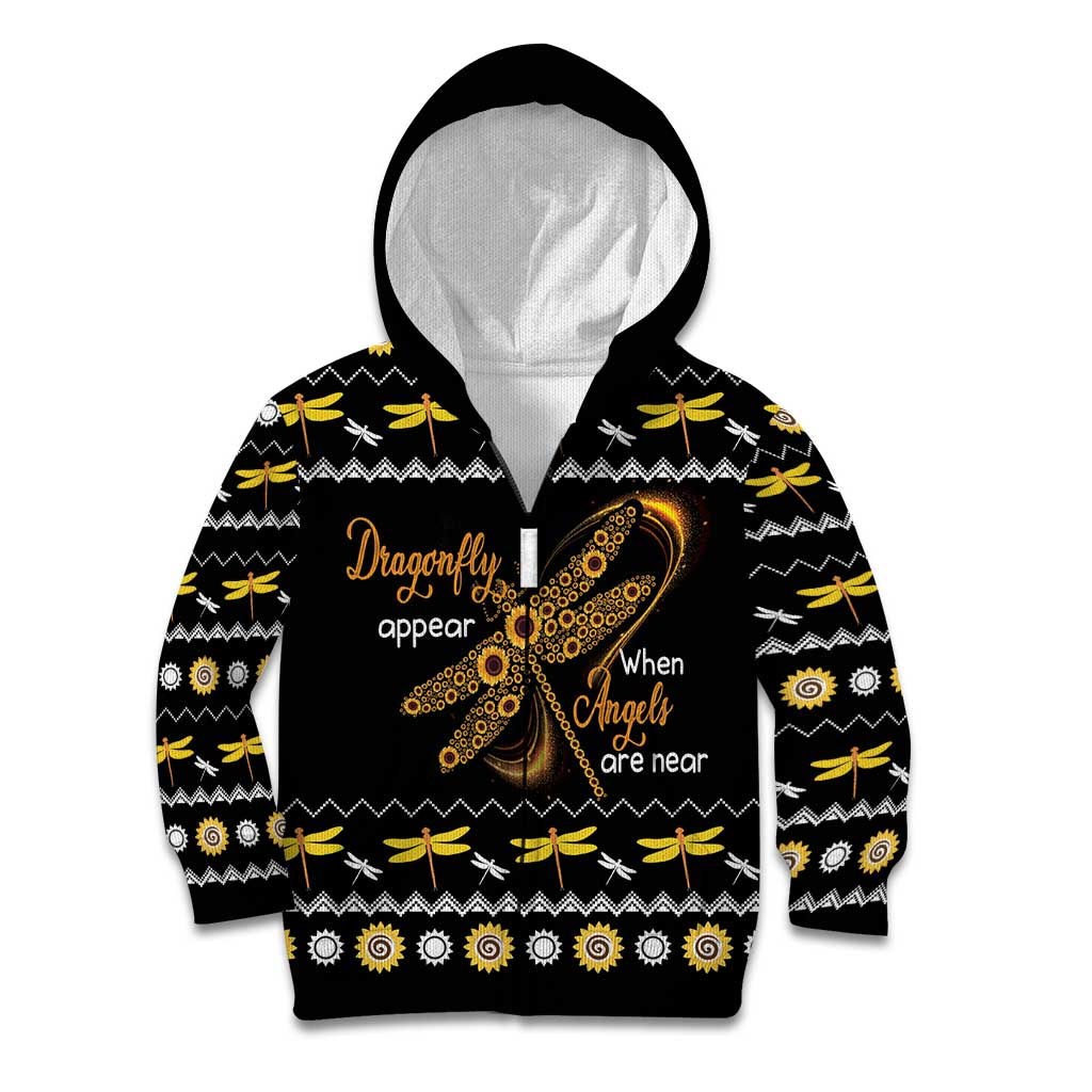 Dragonfly Sunflower Kid Hoodie Dragonfly Appear When Angels Are Near - Wonder Print Shop