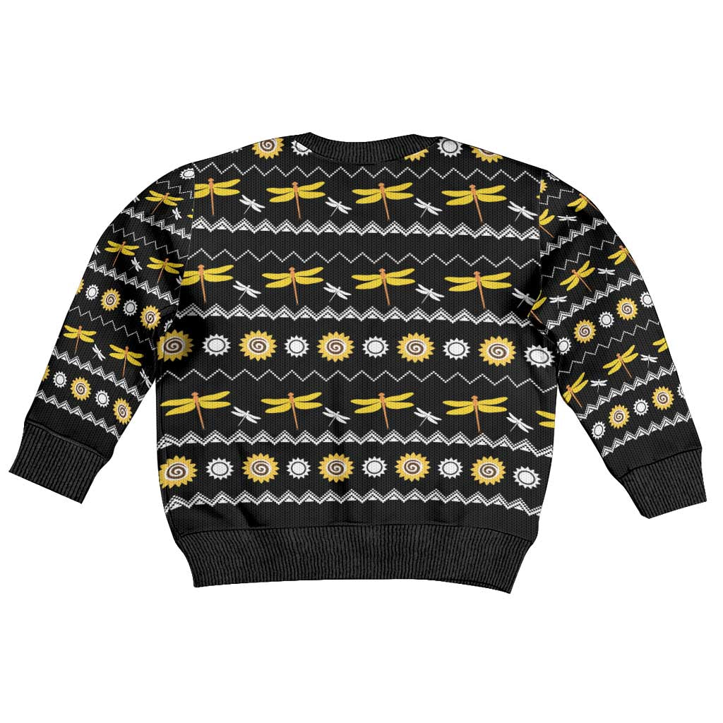 Dragonfly Sunflower Kid Ugly Christmas Sweater Dragonfly Appear When Angels Are Near - Wonder Print Shop