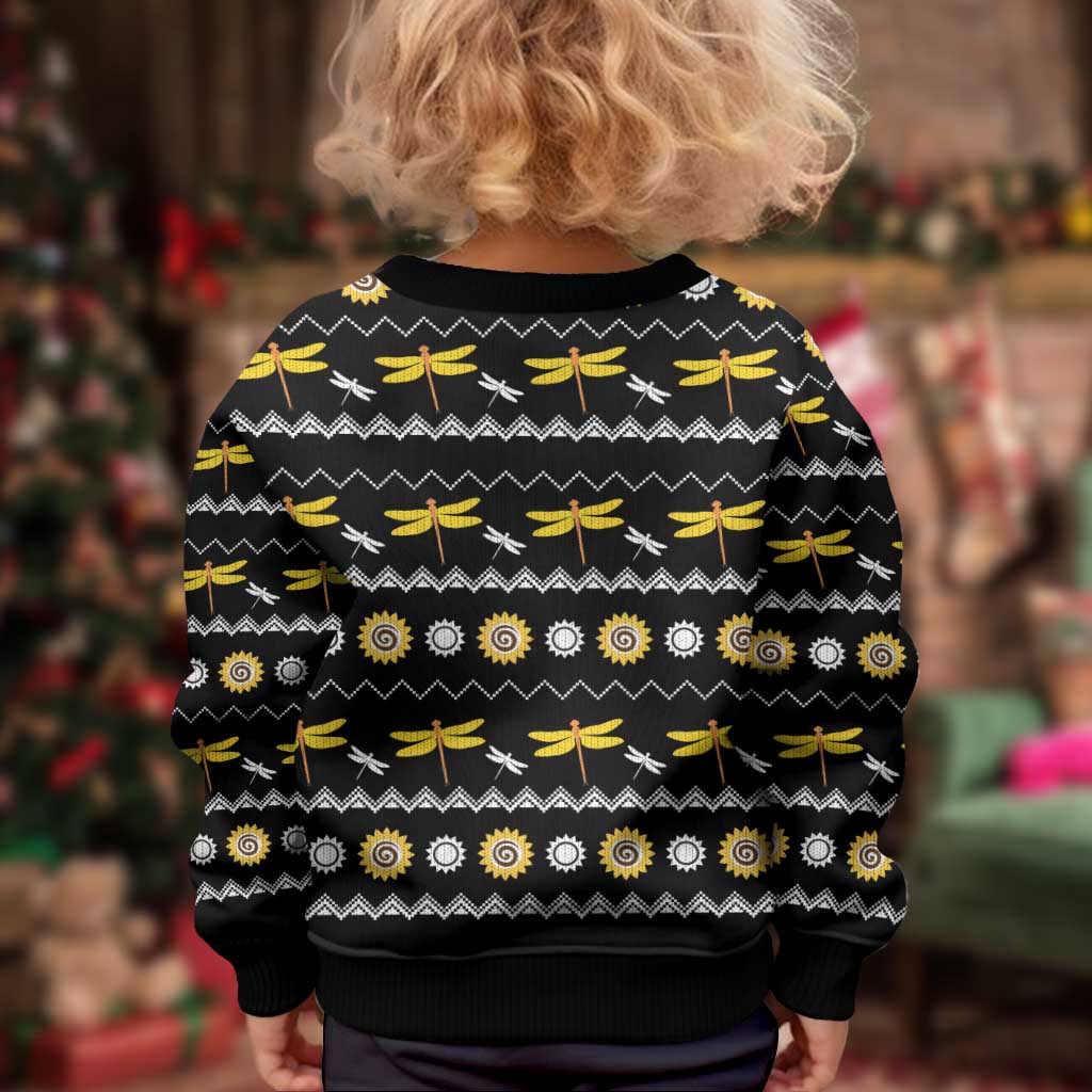 Dragonfly Sunflower Kid Ugly Christmas Sweater Dragonfly Appear When Angels Are Near - Wonder Print Shop