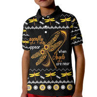 Dragonfly Sunflower Kid Polo Shirt Dragonfly Appear When Angels Are Near - Wonder Print Shop